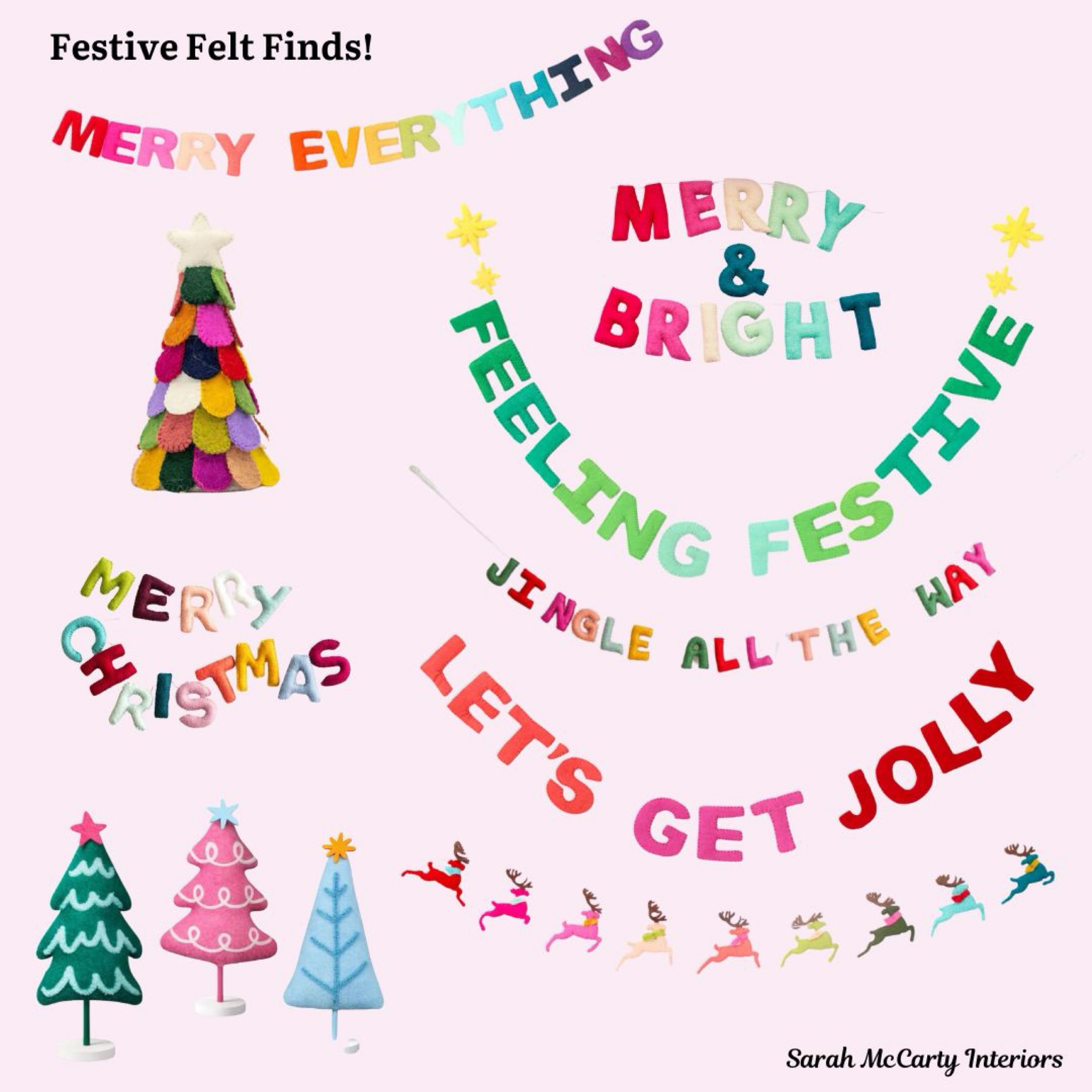 Festive felt holiday decor finds 🎄💕 Garland, banners, tabletop trees, colorful Christmas decorations

#LTKSaleAlert #LTKCyberWeek #LTKHoliday