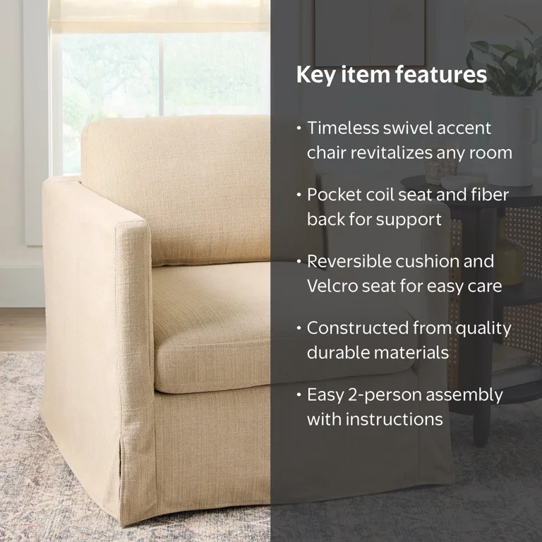 Better Homes & Gardens Waylen Swivel Accent Chair, Wheat | Walmart (US)