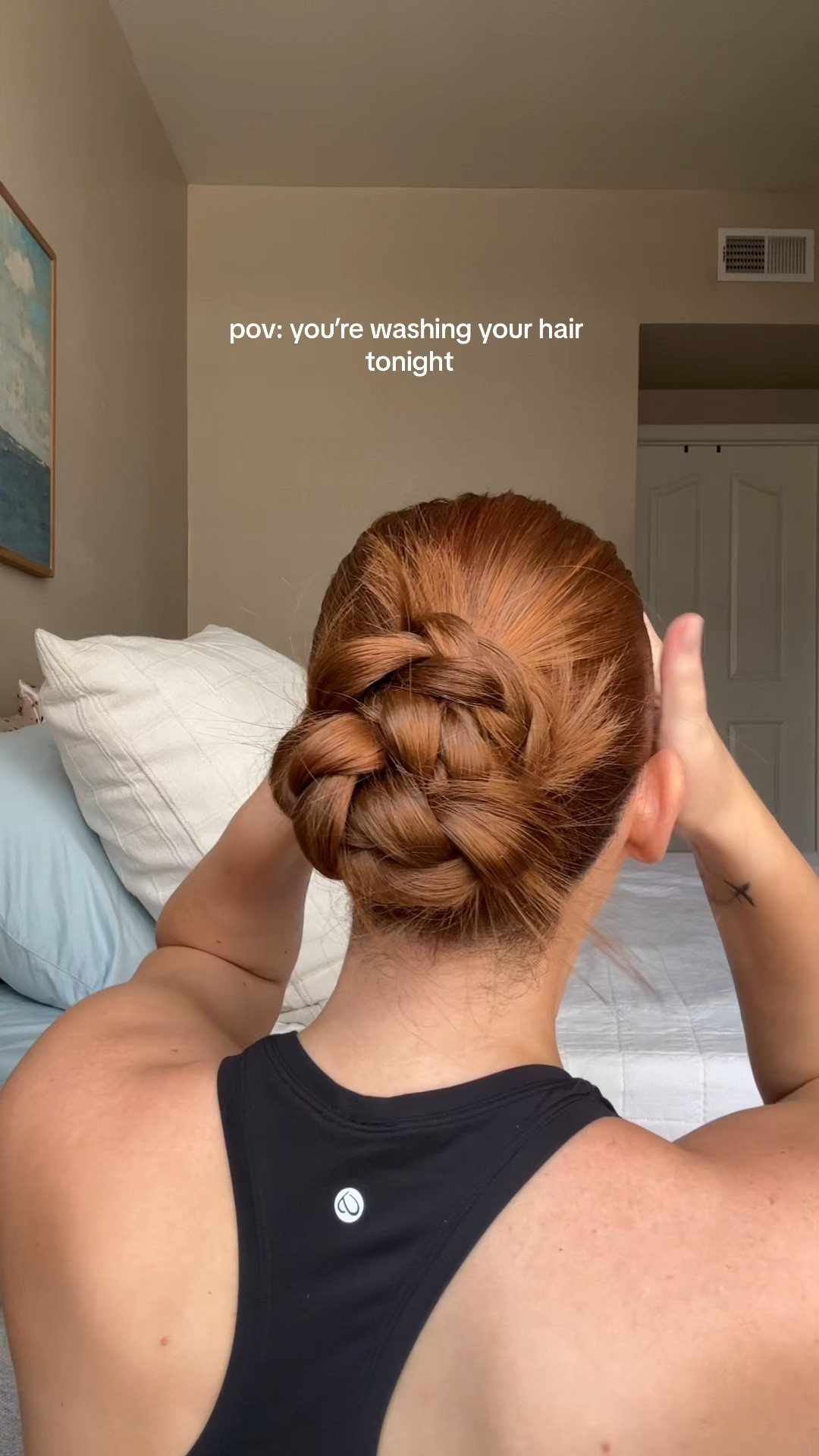 Easy braided bun hairstyle. 