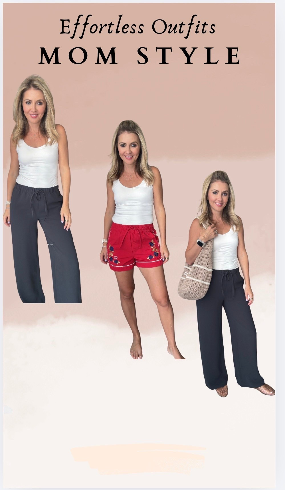 Easy mom style
Built in bra tank
Shorts for daytime
Palazzo pants to dress it up a bit
Jelly shoes

#LTKgrwm #LTKootd #LTKmomlife