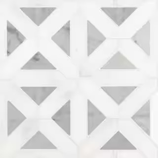 MSI Bianco Dolomite Geometrica 12 in. x 12 in. x 10 mm Polished Marble Mosaic Tile (10 sq. ft. / ... | The Home Depot