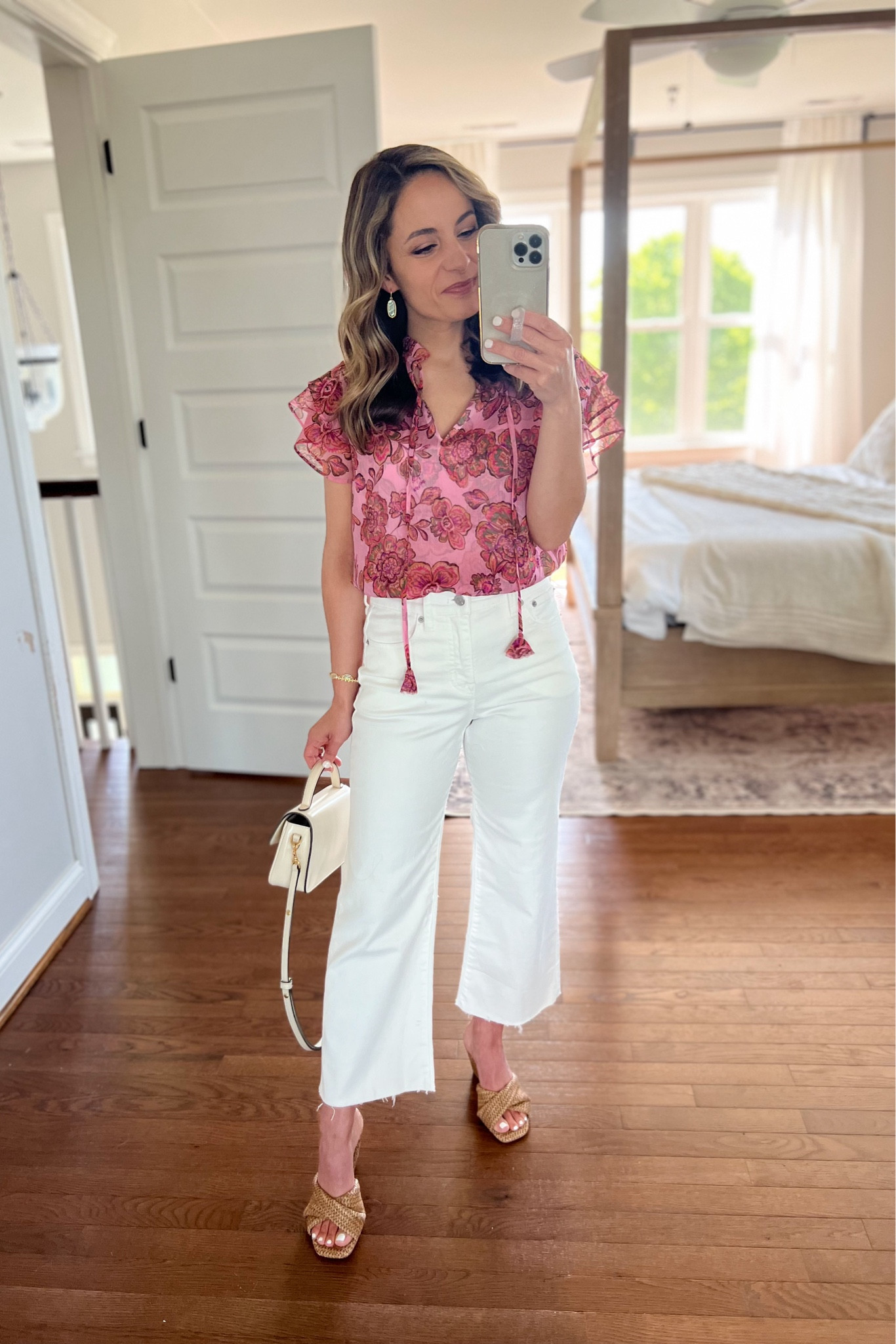 $20 spring top! 🥰 

I’m wearing it in xs and it has a roomy fit. You’ll need a camisole underneath as well, it is sheer. 

Jeans: petite 24 
Shoes: tts

My measurements for reference: 4’10” 105lbs bust, waist, hips 32”, 24”, 35” size 5 shoe 

#LTKstyletip #LTKSeasonal