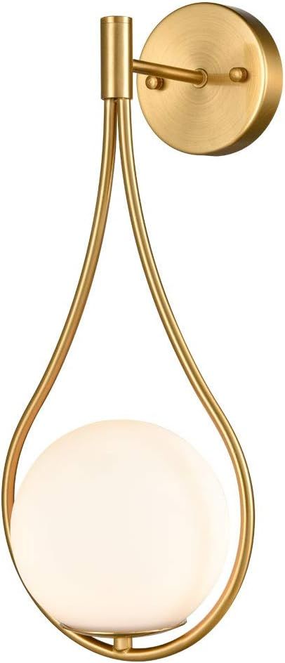 HOLKIRT Mid-Century Globe Wall Sconce Lamp Modern Vanity Wall Light Fixture Brass Finish | Amazon (US)
