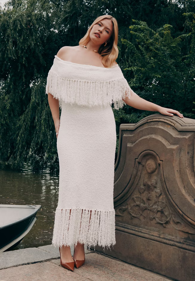 Textured Fringe Sweater Dress | Eloquii