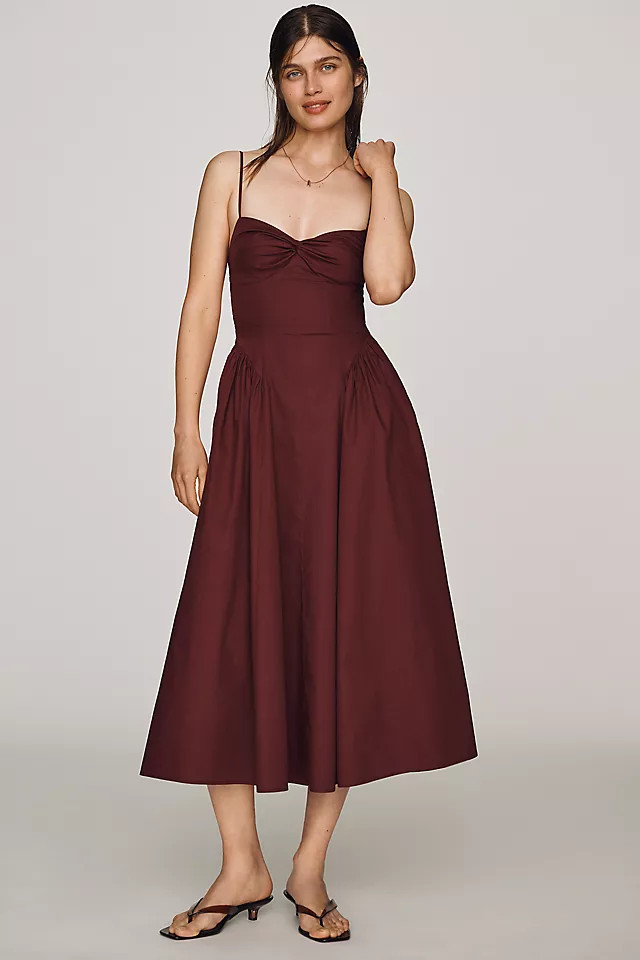 100% Cotton Destene Sweetheart Midi Dress | Anthropologie (US)