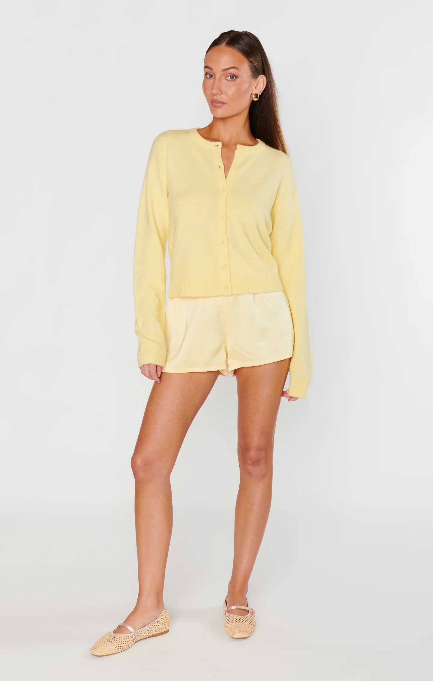 Glam Time Shorts ~ Pale Yellow Luxe Satin | Show Me Your Mumu
