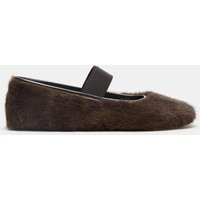 Zara - Faux Fur Ballet Flats - Women - Chocolate Brown - Women | Zara US