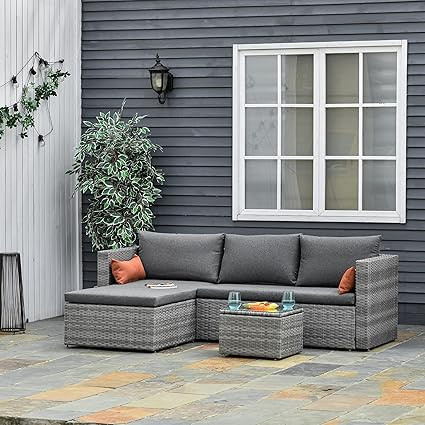 Outsunny 3-Piece Modern Outdoor Patio All-Hand Woven Rattan Wicker Furniture Patio Coffee Table S... | Amazon (CA)