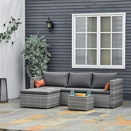 Outsunny 3-Piece Modern Outdoor Patio All-Hand Woven Rattan Wicker Furniture Patio Coffee Table S... | Amazon (CA)