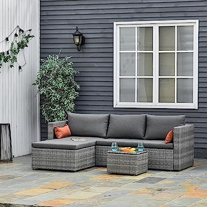 Outsunny 3-Piece Modern Outdoor Patio All-Hand Woven Rattan Wicker Furniture Patio Coffee Table S... | Amazon (CA)