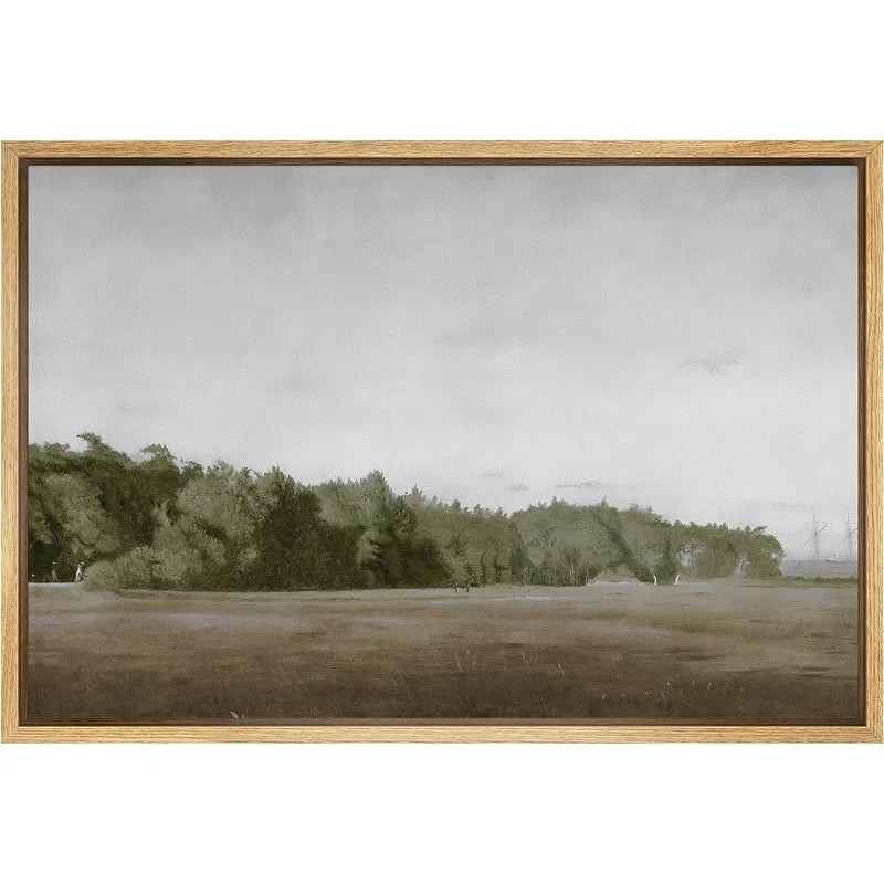Brown Meadow With Greenest Landscape Impressionism Traditional Framed On Canvas Print | Wayfair North America