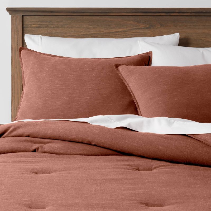 King Space Dyed Cotton Linen Comforter &#38; Sham Set Cognac - Threshold&#8482; | Target