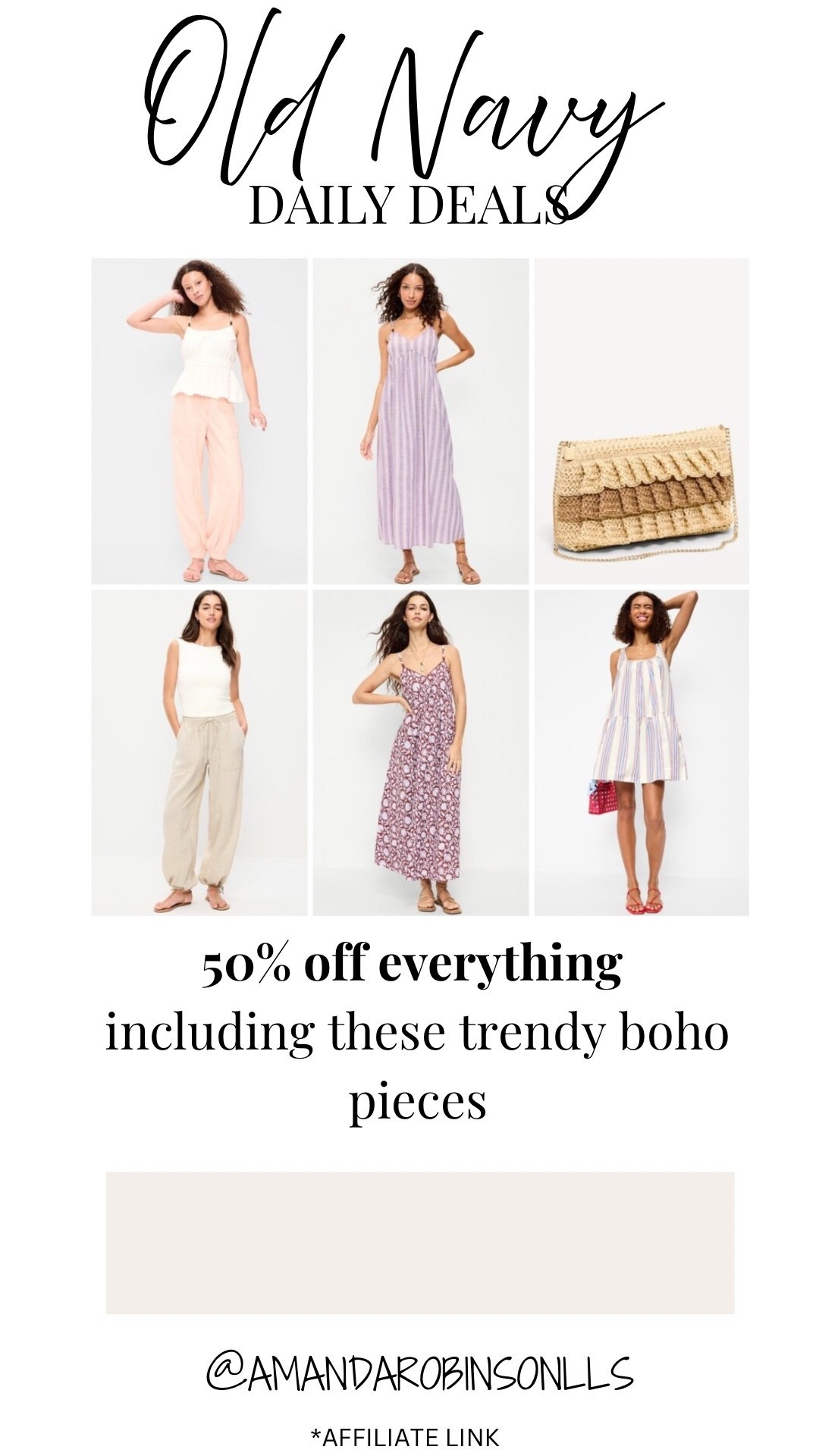 Old navy daily deals
50% off everything 

#LTKSaleAlert