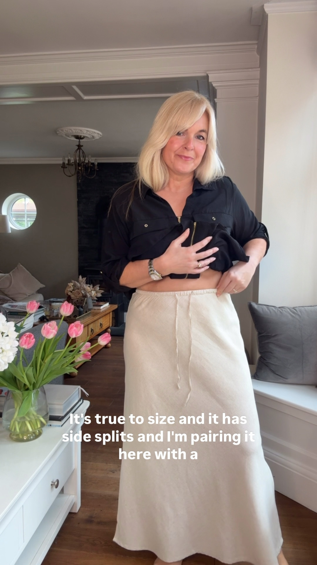 A spring look with this sell out linen maxi skirt that is back again this year! 
It’s true to size and has side splits, I have this in black & beige 
Spring look Black sandals raffia bag Marks and Spencer Newlook 

#LTKspring #LTKstyletip #LTKuk