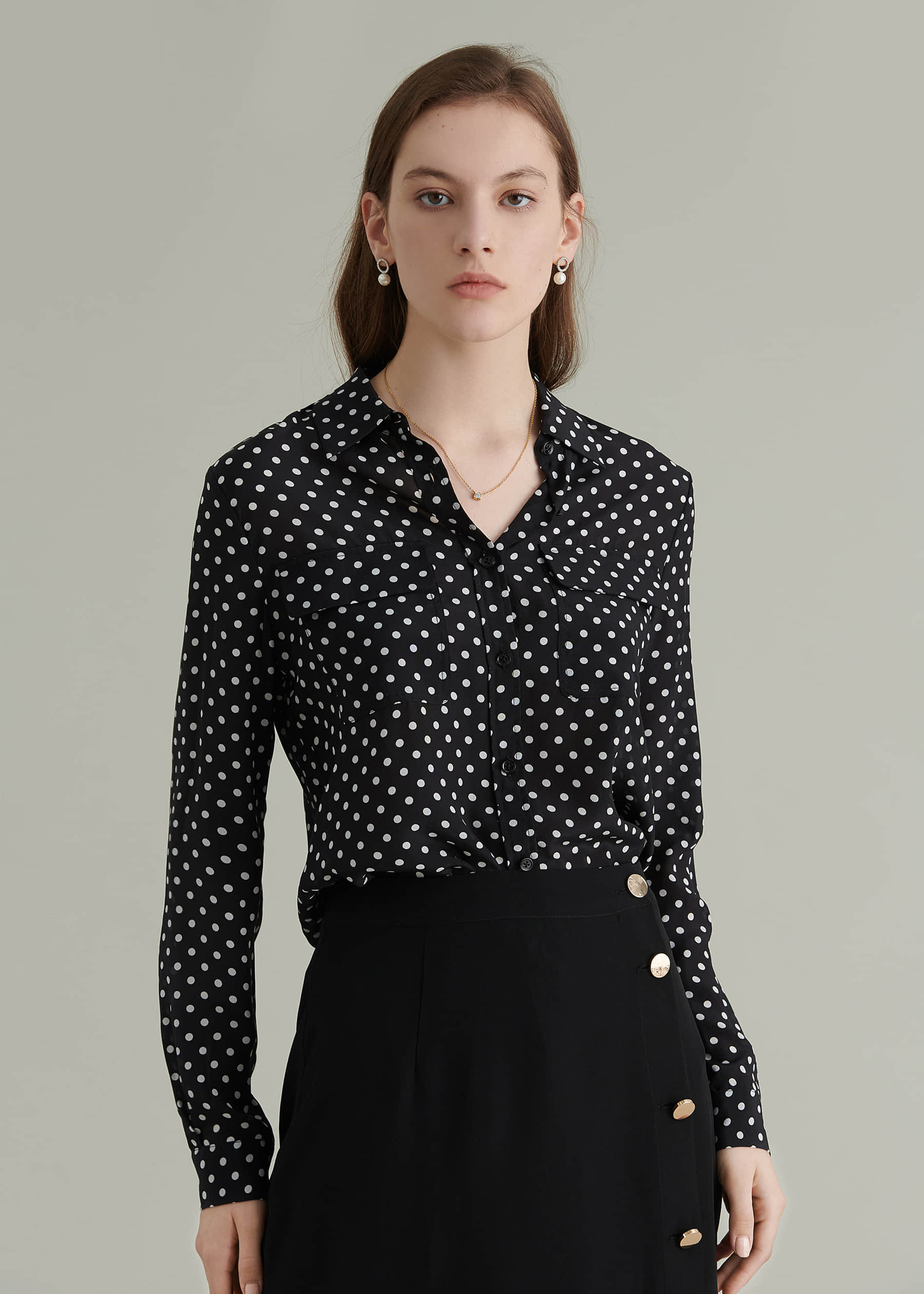 Vintage Polka Dot Silk Blouse | LilySilk