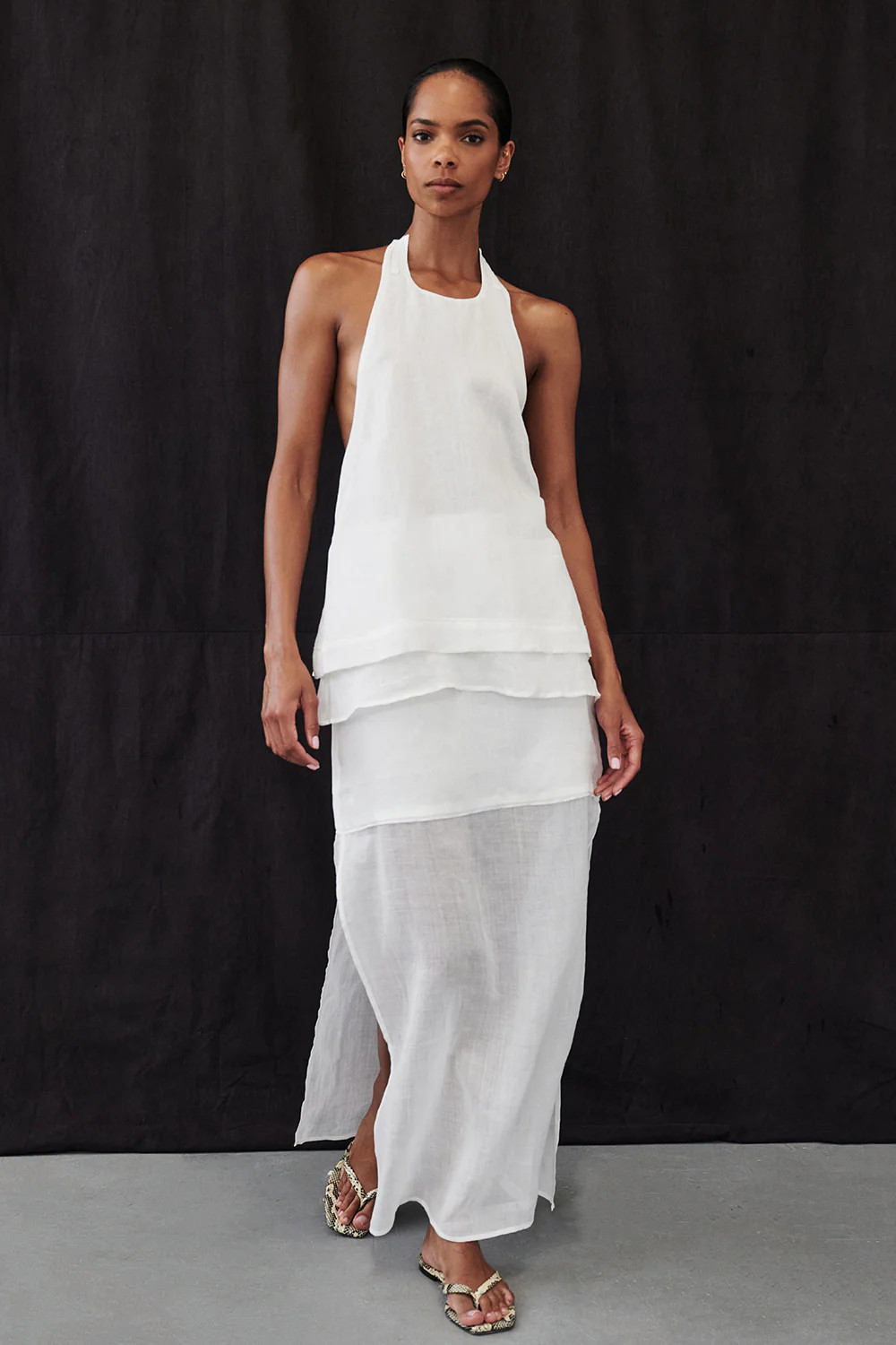 KAI WHITE RAMIE MIDI SKIRT | DISSH