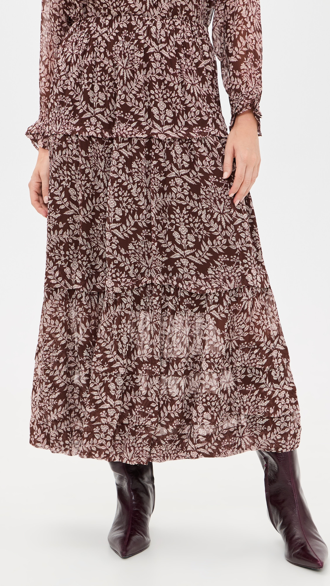Marea Brooklyn Skirt Chocolate Lace Floral XL | Shopbop