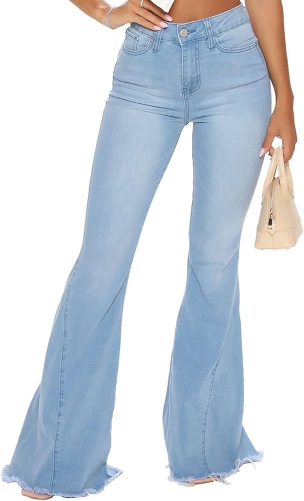 ZERMOM Women's Flare Jeans Mid Rise Bell Bottom Denim Pants | Amazon (US)