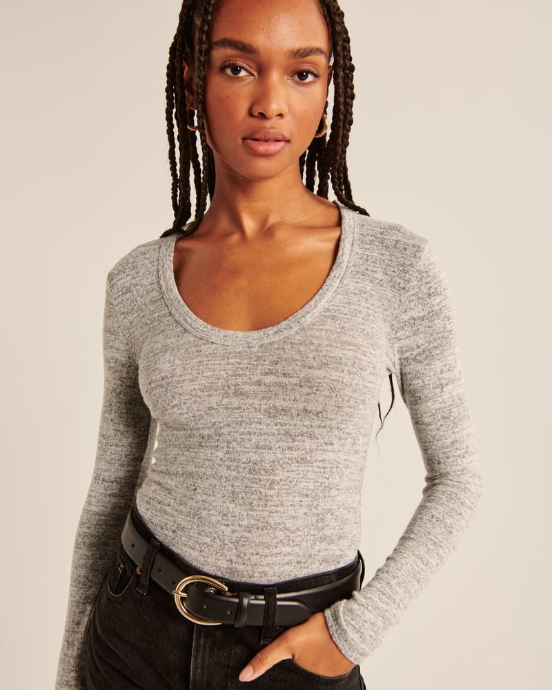 Women's Long-Sleeve Cozy Scoopneck Bodysuit | Women's Tops | Abercrombie.com | Abercrombie & Fitch (US)