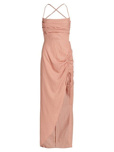Loulou Linen Ruched Maxi Dress | Saks Fifth Avenue