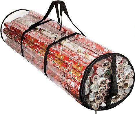 Clear Wrapping Paper Storage Bag - Transparent Design, Dual Zipper and Two Handles for Easy Carry... | Amazon (US)
