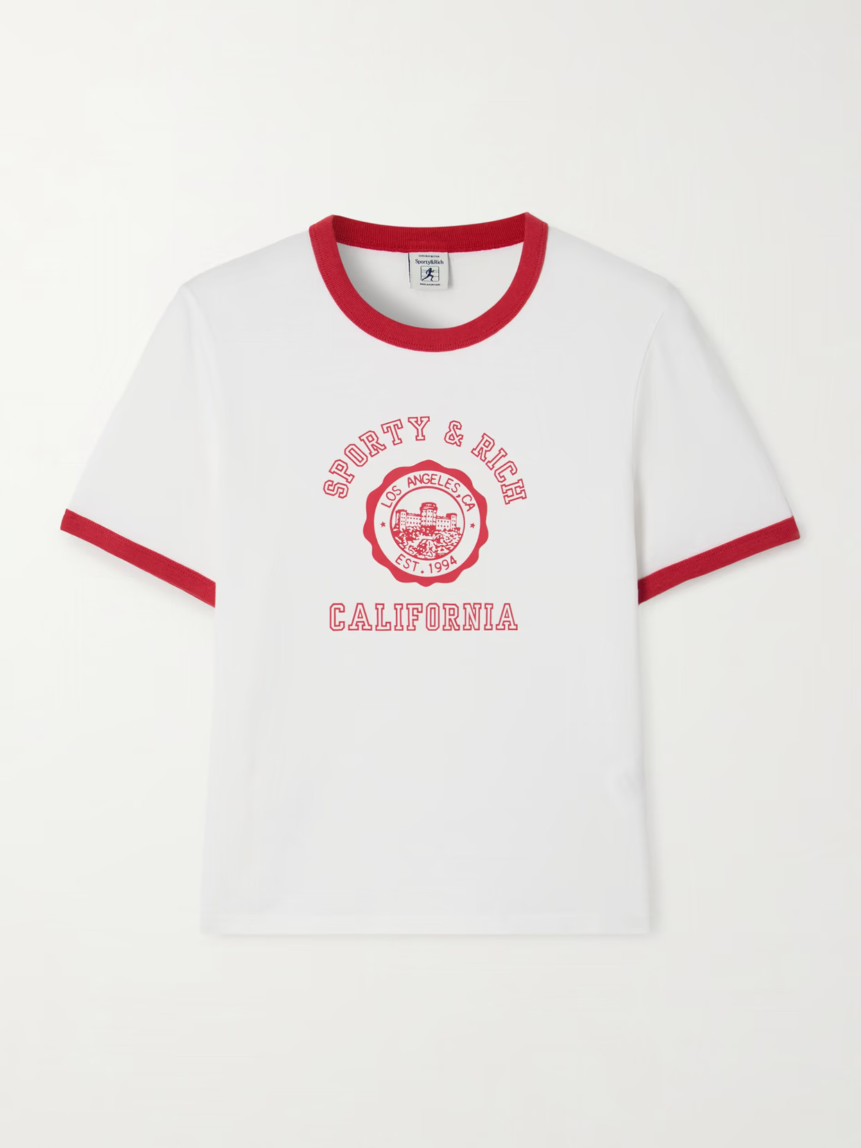 Sporty & Rich - California Two-tone Printed Cotton-jersey T-shirt - Red | NET-A-PORTER (US)