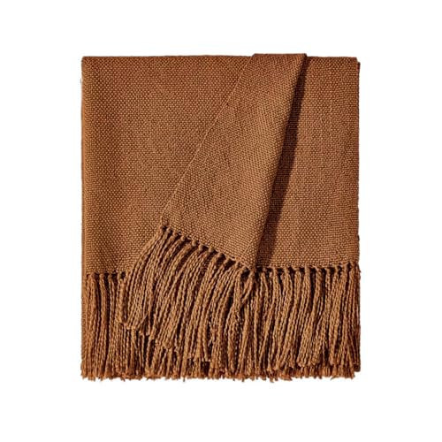 CozeCube Brown Throw Blanket for Couch, Boho Throw Blanket with Fringe Tassel, Lightweight Fall Throw Blanket for Bed, Living Room Outdoor, Gift, Brown, 60"x80" | Amazon (US)