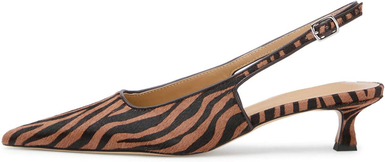 KysBloes Pointed Toe Slingback Kitten Heels for Women Low Heel Pointed Toe Pumps Formal Dress Sho... | Amazon (US)