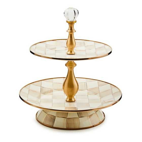 Mocha Check Two Tier Sweet Stand | MacKenzie-Childs