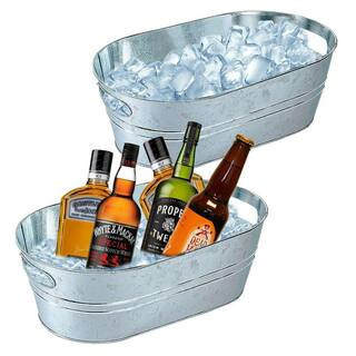 3 gal. Galvanized Tub Ice Bucket with Carry Handles, Large Metal Drink Buckets for Parties (2-Pack) | The Home Depot