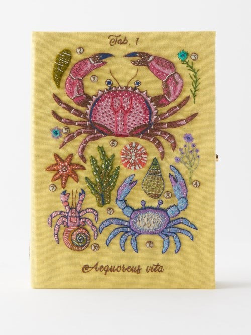 Olympia Le-tan - Crab Embroidered Book Clutch Bag - Womens - Blue Multi | Matches (US)