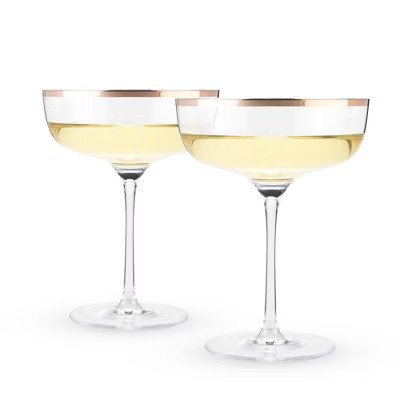 Twine Copper Rim Crystal Coupe Glasses, Electroplated Copper Rim - Set of 2, 10oz | Target