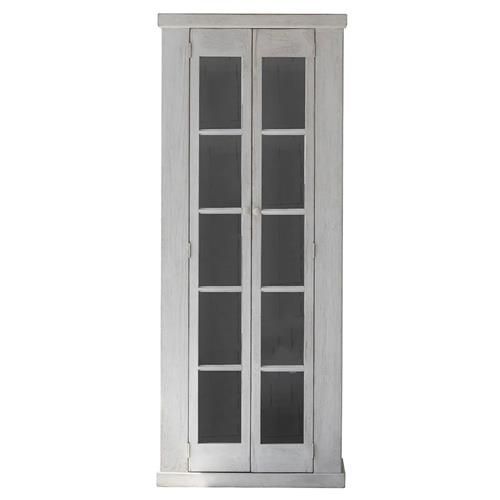 Thomas French Country White Pine 2 Glass Door Closed Back Display Cabinet | Kathy Kuo Home