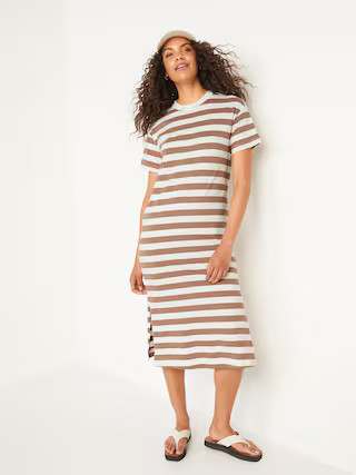Vintage Striped T-Shirt Midi Shift Dress for Women | Old Navy (US)