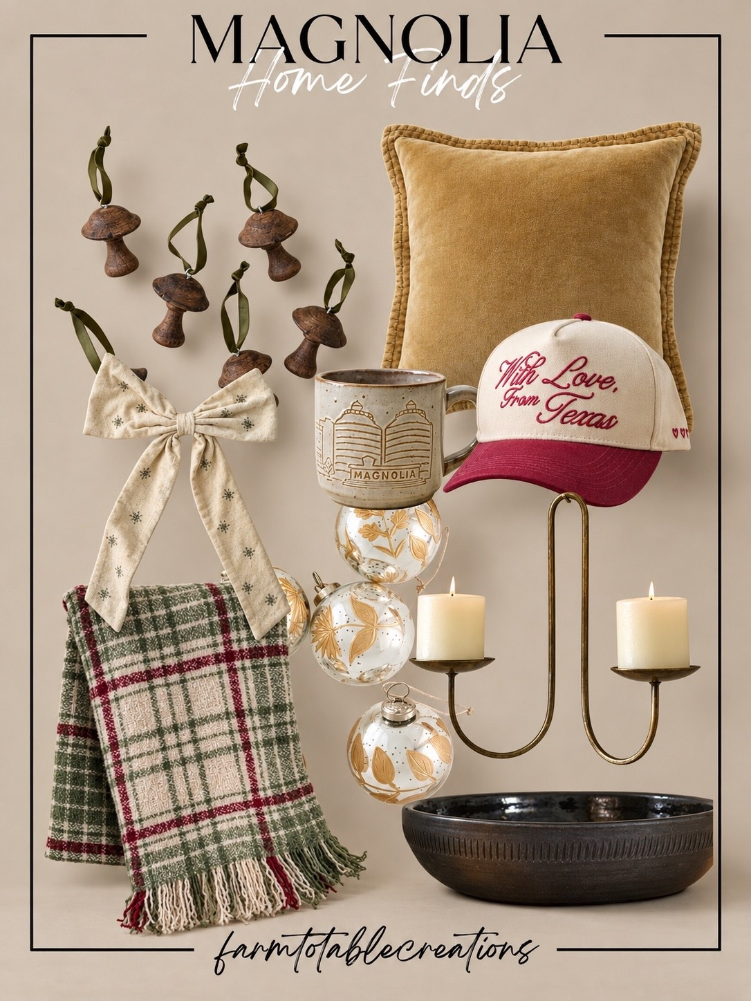 Magnolia Sale Finds 🤎✨

These Magnolia sale finds are such a cozy mix of warm texture, vintage-inspired details, and subtle holiday charm. The plaid throw, velvet pillow, decorative ornaments, brass candle holder, rustic bowl, and sweet Magnolia mug all have that collected, timeless feel.

I love that these pieces can work for Christmas but still blend easily into everyday decor. The warm neutrals, soft greens, brass tones, and natural wood make everything feel relaxed, layered, and inviting.

Follow @farmtotablecreations on Instagram for more cozy home finds and trending decor.

#LTKHome #MagnoliaHome #MagnoliaFinds #SaleFinds #HomeDecorSale #HolidayDecor #ChristmasDecor #CozyHome #PlaidDecor #VintageInspired #WarmNeutrals #CollectedHome #HolidayHome #HomeInspo #CozyChristmas

#LTKHome #LTKSeasonal #LTKSaleAlert