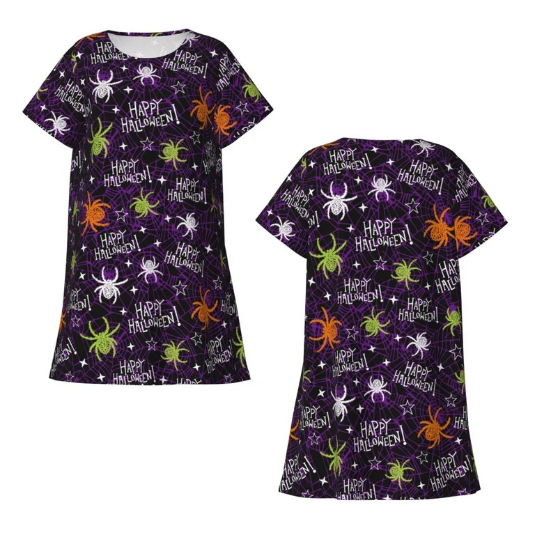 Japuie Halloween Print Women's Nightgown,Women's Short-sleeve Sleepwear,Short Sleeves Shirt,Casua... | Walmart (US)
