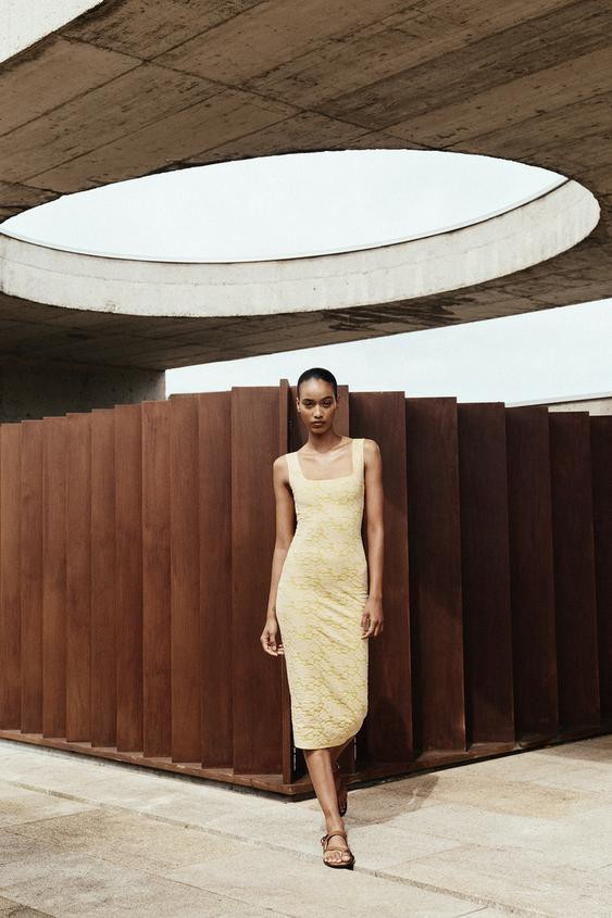 STRETCH SQUARE NECK DRESS | Zara US