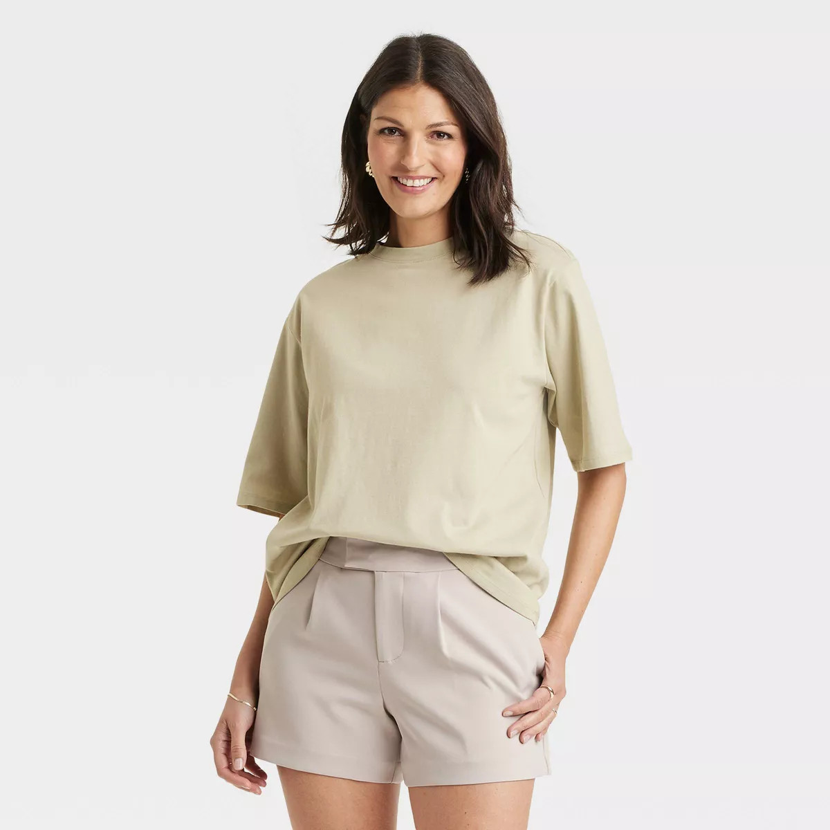 Women's Oversized Short Sleeve T-Shirt - A New Day™ Light Green XXL | Target