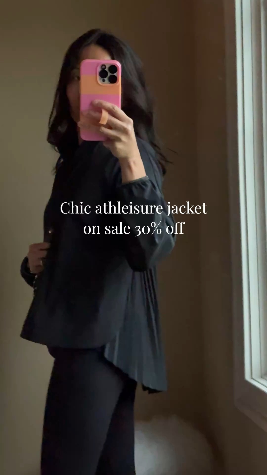 Chic athleisure jacket on sale 30% off. Runs big; wearing a size down; xxs. 
Very lightweight, feminine style. 
Perfect pairing for leggings.

#LTKOver40 #LTKActive