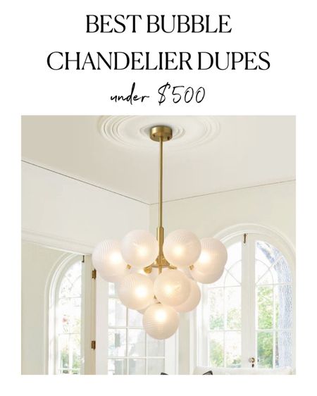 The best glass bubble chandelier dupes under $500, with ribbed glass, brass chandelier, modern light fixture, dining room light, living room chandelier 

#LTKstyletip #LTKFind #LTKhome