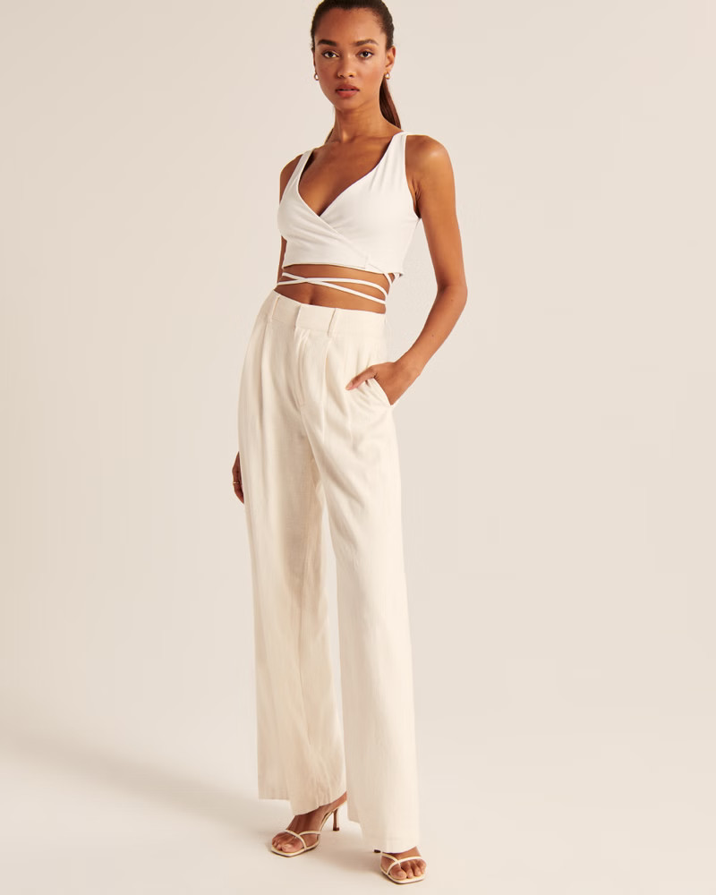 Cropped Double-Layered Seamless Wrap Top | Abercrombie & Fitch (US)