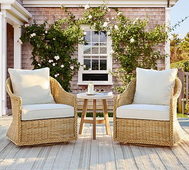 Westport Wicker Swivel Lounge Chair with High Performance Cushions | Pottery Barn (US)