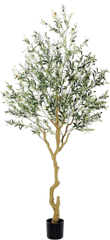 Tall Faux Olive Tree，8ft（96in） Realistic Potted Silk Artificial Olive Tree， Fake Olive Tr... | Amazon (US)
