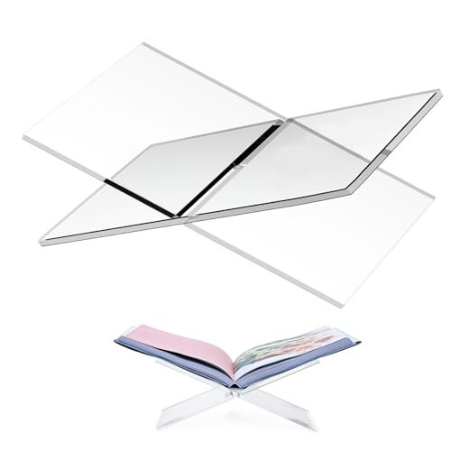 CRIKELE Acrylic Book Stand Holder - Coffee Table Book Stand,Open Cookbook Acrylic Book Display Stand,Magazines Clear Holder,Reading Stand for Open Book Magazines, Textbooks | Amazon (US)