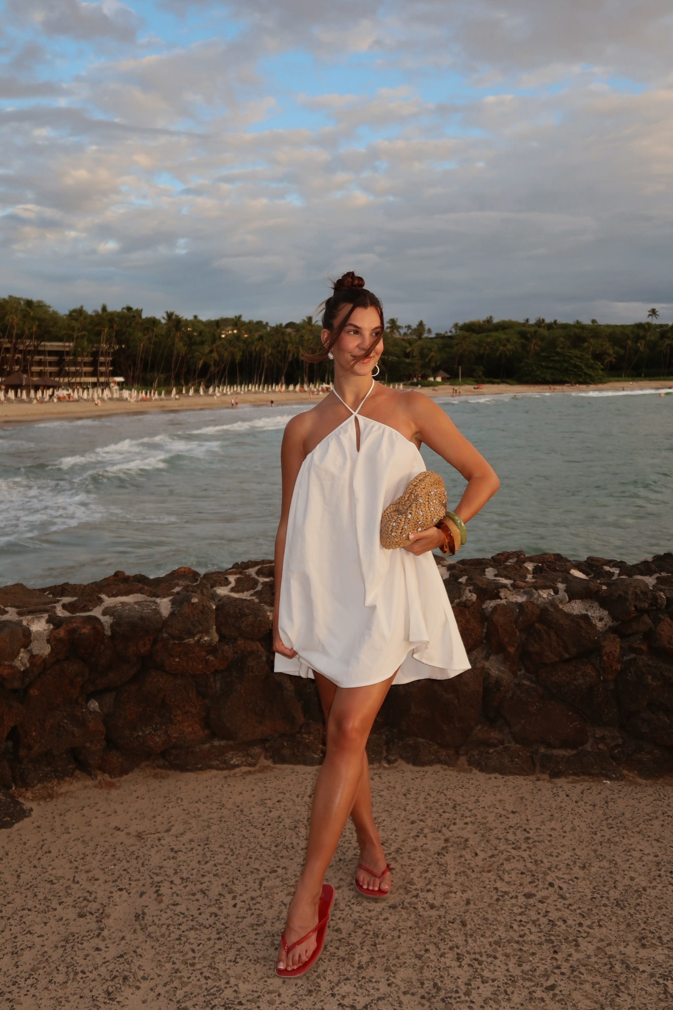 Dinner outfit in Hawaii🌺 wearing a size small in the dress but could’ve done xs — I’m 5’4 for reference! Planned to wear heels with this but swapped for flip flops! 


Hawaii dress, Hawaii outfits, Hawaii outfit inspo, meshki dress, casual beach vacation look, meshki, amazon accessories, amazon beach bag, amazon beach clutch, amazon flip flops, red flip flops, white beach dress, white mini dress , amazon jewelry 