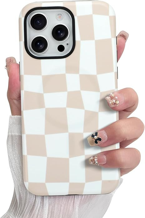 SOKAD Magnetic Checkered Phone Case for iPhone 16 Pro Max, Cute Grids Plaid Checkerboard Pattern ... | Amazon (US)