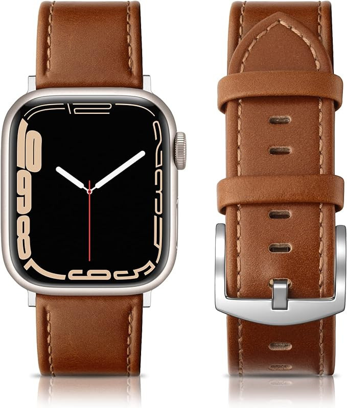 EDIMENS Leather Bands Compatible with Apple Watch 49mm 45mm 42mm 44mm Band Men Women, Vintage Gen... | Amazon (US)