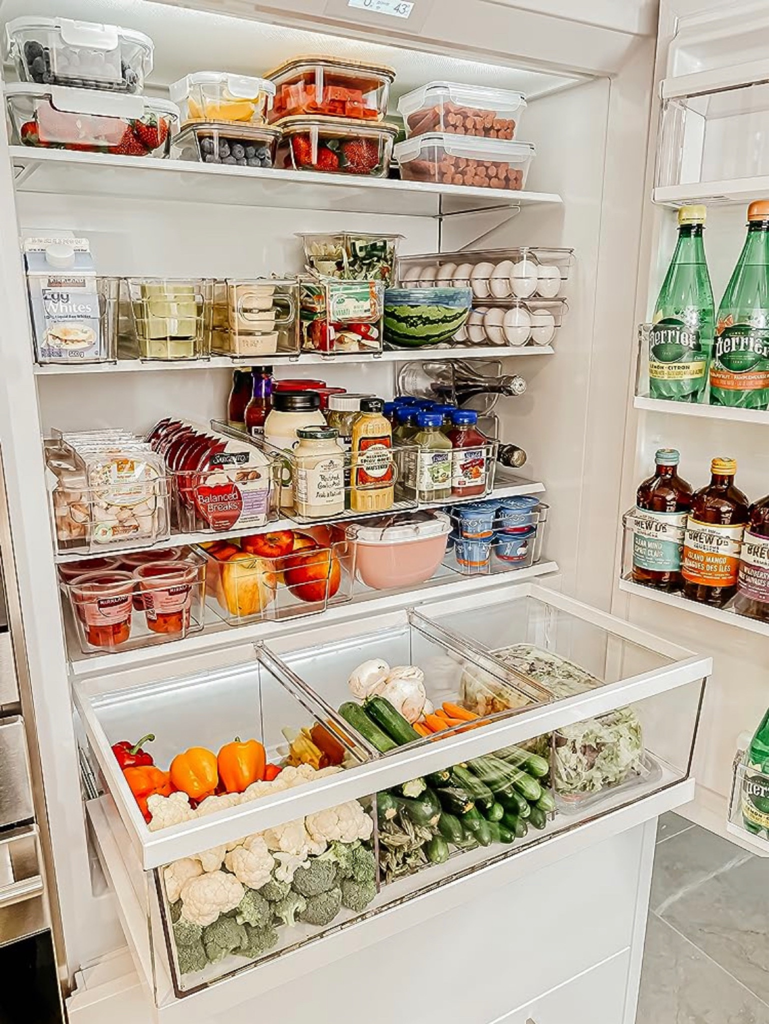 Best Amazon fridge organizers. EVERYTHING YOULL EVER NEED fruit and veggie storage. Clear containers. Egg roll down. Aesthetic fridge. How to organize your fridge. Meal prep. Healthy food pantry. Plastic and glass Pyrex. Air tight. Water shelf built in 

#LTKsalealert #LTKhome #LTKfitness
