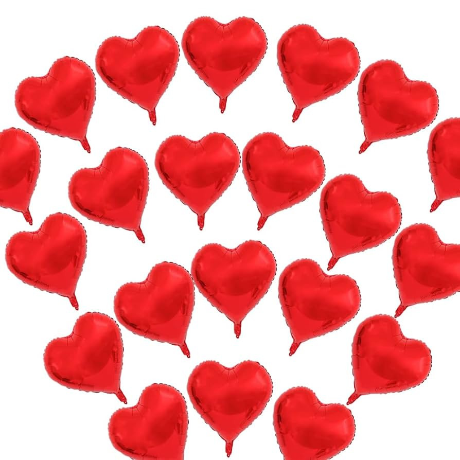 5 Inch Red Heart Mylar Balloons, 50pcs Small Foil Balloons for Wedding Baby Shower Valentine's Da... | Amazon (US)