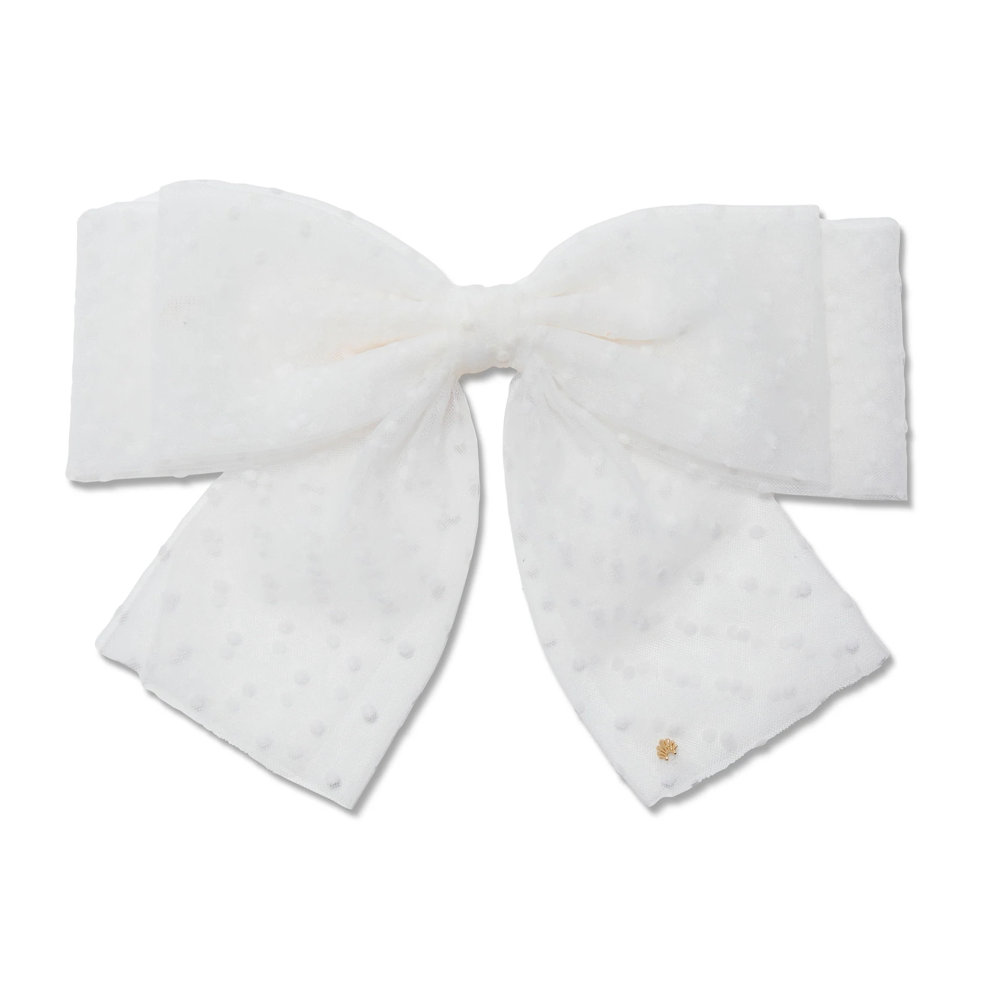 IVORY SWISS DOT SHEER BOW BARRETTE | LELE SADOUGHI